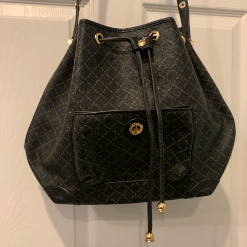 Latour Eiffel Black Drawstring Bag with Crossbody